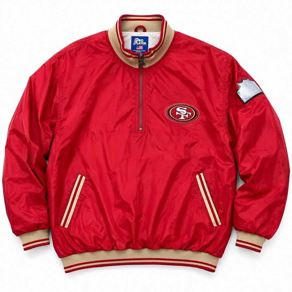 Vintage 90s Pro Player San Francisco 49ers Half Zip Windbreaker Jacket XL